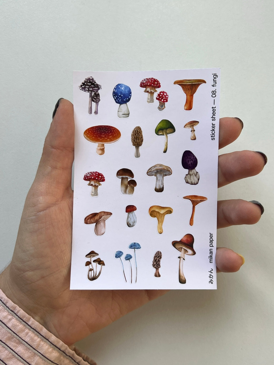 Paper Tool 08 Fungi sticker sheet de honguitos de Mikan Paper