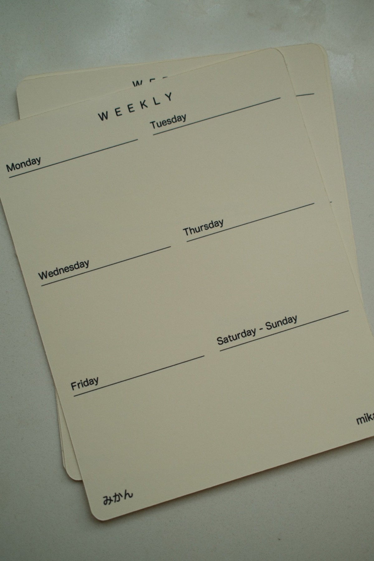 Tarjetas Weekly Mikan en vertical